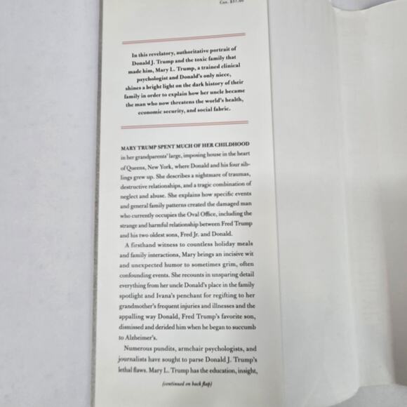 "Too Much and Never Enough" by Mary L. Trump (2020 Hardcover) Donald J. Trump - Picture 3 of 4